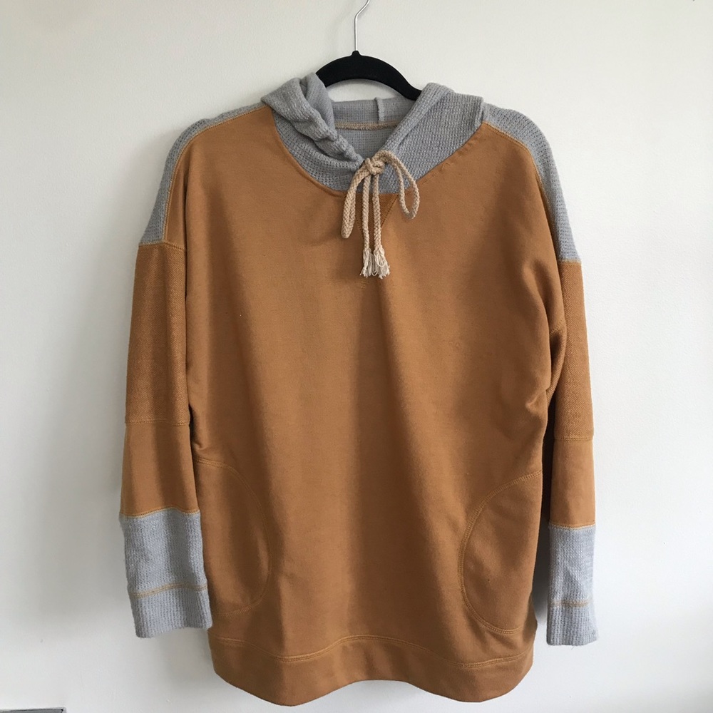 Grey and burnt orange sweatshirt